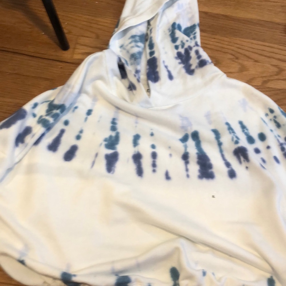 tie die white purple and blue cinched hoodie!!